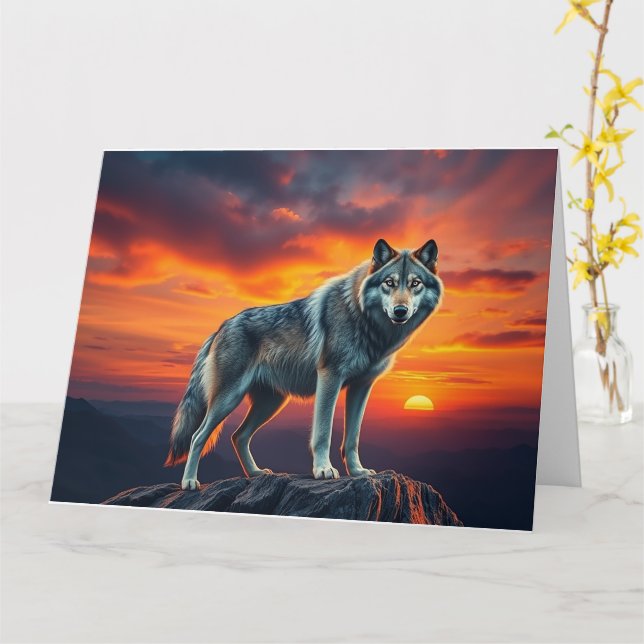 Carte Lone Wolf at Sunset (Fleur jaune)