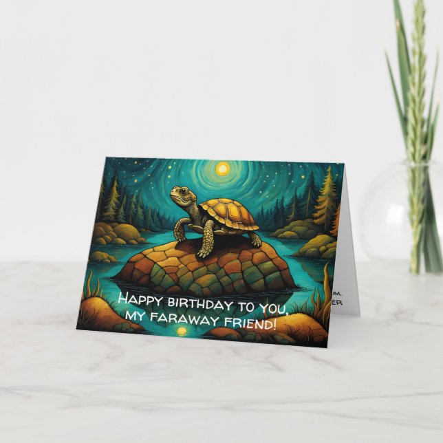 Carte Lonely Turtle Longue distance Ami Anniversaire (Devant)
