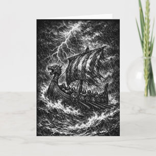 Carte Longship Viking dans la Tempête — Ink Saga Art