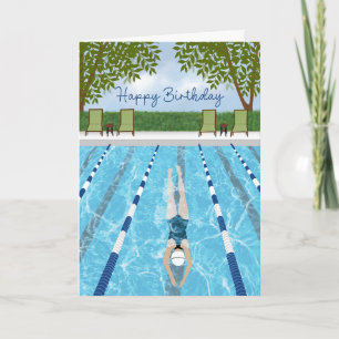 Carte Longueurs de natation d'anniversaire amusantes