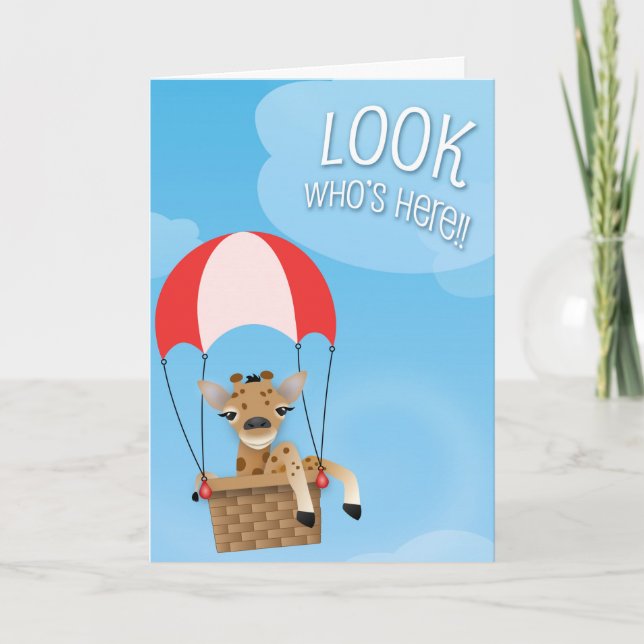 Carte Look Who's Here Baby Giraffe Card (Devant)