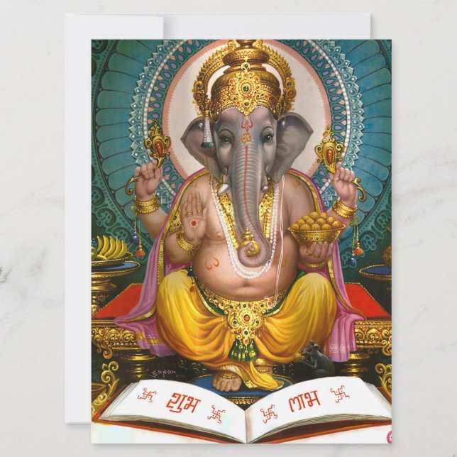 Carte Lord Ganesha Indian Hindu Yoga spirituel (Devant)