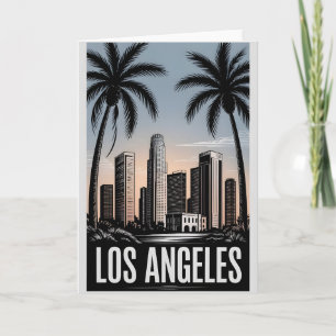 Carte Los Angeles Californie Gravure sur bois noir et bl