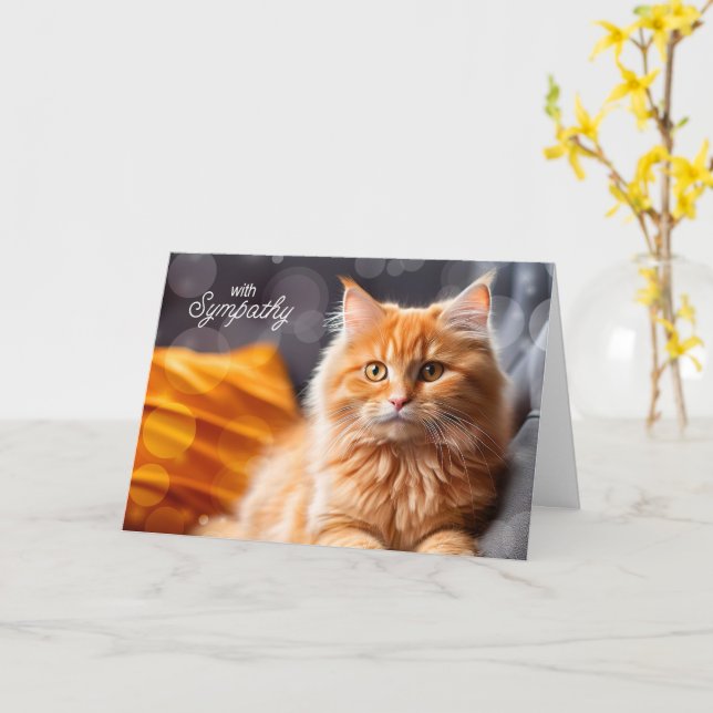 Carte Loss of a Cat Orange Tabby Pet Sympathy (Fleur jaune)