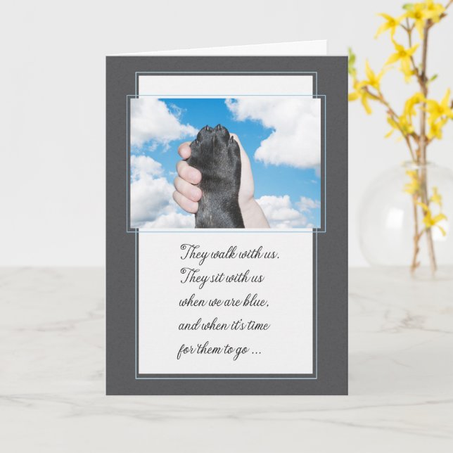 Carte Loss of a Dog Hand Holding a Paw Pet Sympathy (Fleur jaune)