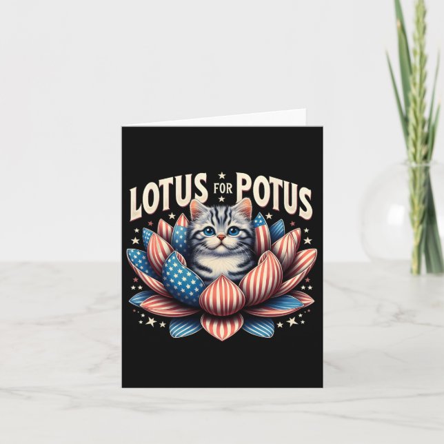 Carte Lotus For Potus Us Amoureux de les chats Du Drapea (Devant)