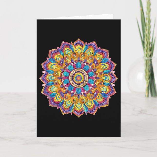 Carte Lotus Mandala Boho Yoga Méditation  (Devant)