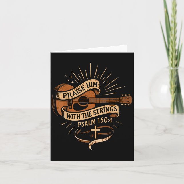 Carte Louez-Le Avec Les Cordes Jésus Guitare Acoustique (Devant)