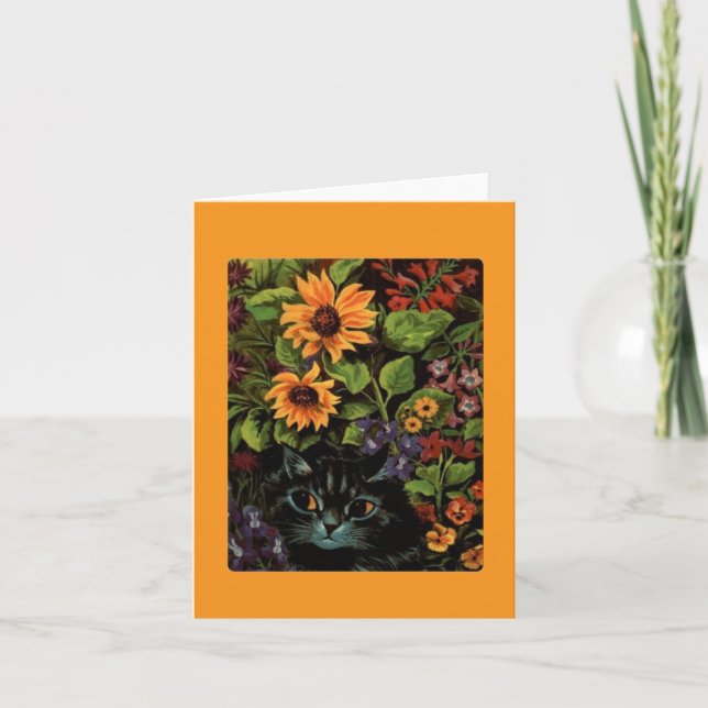 Carte Louis Wain, Chat noir aux fleurs, Art (Devant)
