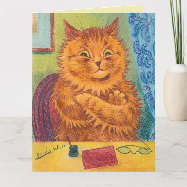 CARTE LOUIS WAIN CHAT ORANGE GINGER ROMANTIQUE ANNIVERSA (Devant)