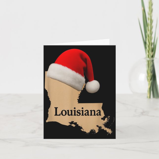 Carte Louisiana Map Santa Hat Funny Christmas Cajun Holi (Devant)