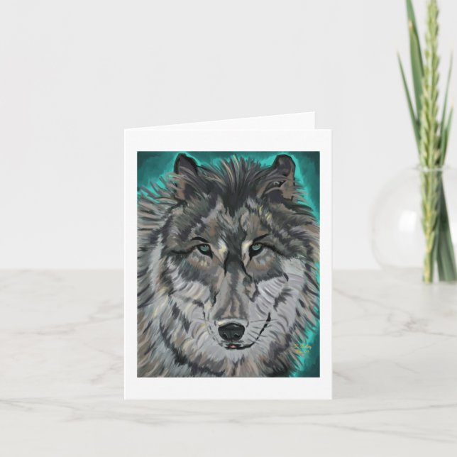Carte Loup à Teal Ice notecard (Devant)