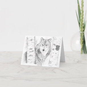 Carte Loup à travers les bouleaux