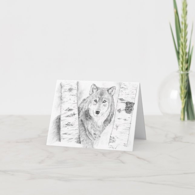 Carte Loup à travers les bouleaux (Devant)