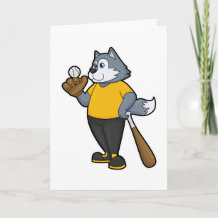 Carte Loup au baseball avec une batte de baseball
