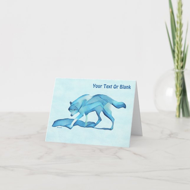 Carte Loup Bleu Sur Neige (Devant)