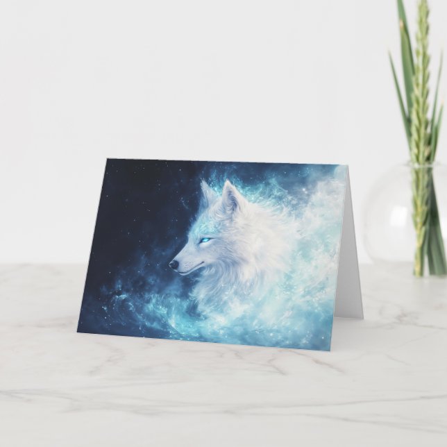 Carte Loup brillant dans un rêve céleste (Devant)