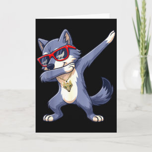 Carte Loup Dabbing Cool Lunettes de soleil rouges Amoure
