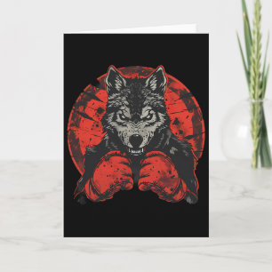 Carte Loup de boxe avec gants de boxe Kickboxing Drôle B