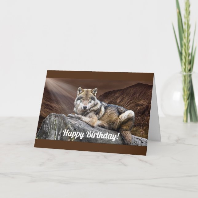 Carte Loup de repos Joyeux anniversaire (Devant)