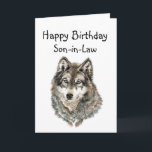 Carte Loup d'humour de beau-fils de joyeux anniversaire,<br><div class="desc">Grande image pour le beau-fils avec qui aimez les loups ou les animaux avec la citation humoristique au sujet d'être loyal et grand pour hurler</div>