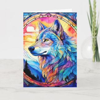 Carte Loup en vitrail