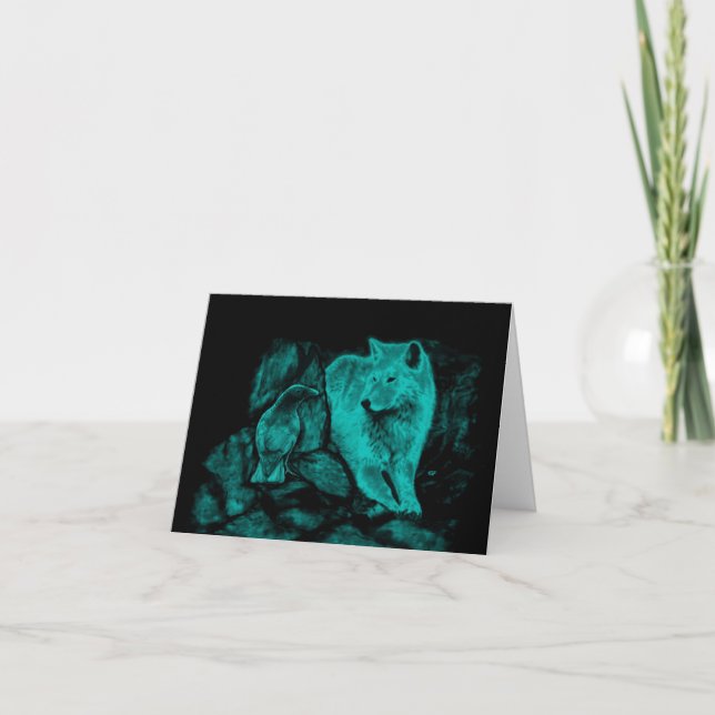 Carte Loup et corbeau dans la nuit (Devant)