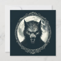 Loup-garou avec Pleine lune et horreur Vintage enc