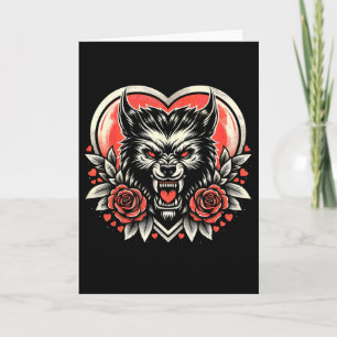 Carte Loup-garou de la Saint-Valentin Amour lunaire avec