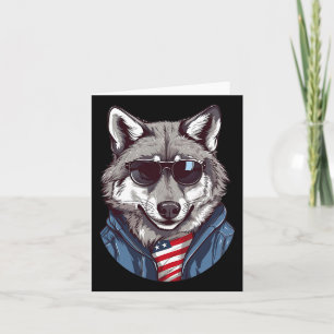 Carte Loup gris avec drapeau patriotique américain d'ind