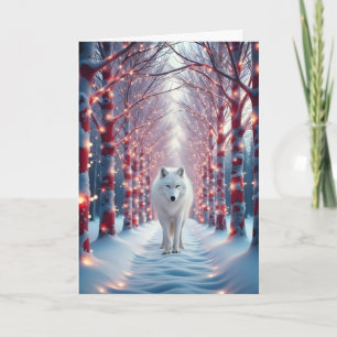 Carte Loup majestueux dans la forêt de vacances de neige