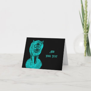 Carte Loup noir en colère dans la nuit