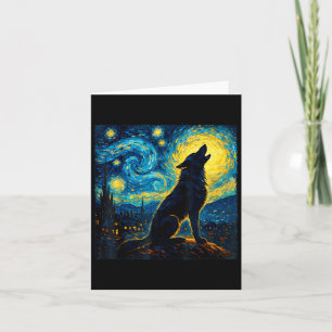 Carte Loup Nuit Étoilée Hurlement Lune Drôle Pour Hommes
