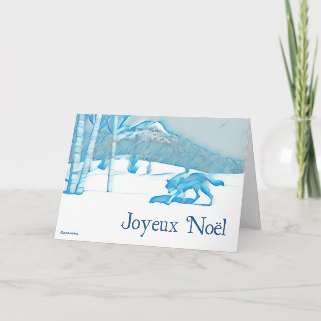 Carte Loup solitaire en hiver - Joyeux Noël (Devant)