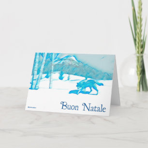 Carte Loup Solitaire En Hiver - Noël