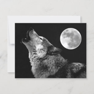 Carte Loup solitaire hurlant à la lune