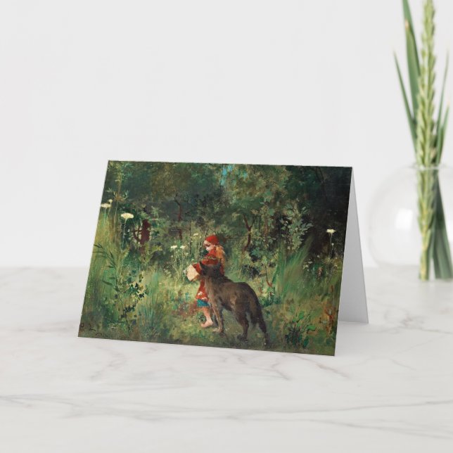 Carte Loup sur le chemin avec le rouge (Devant)