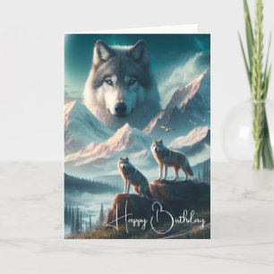 Carte Loups de bois à l'aube Joyeux anniversaire