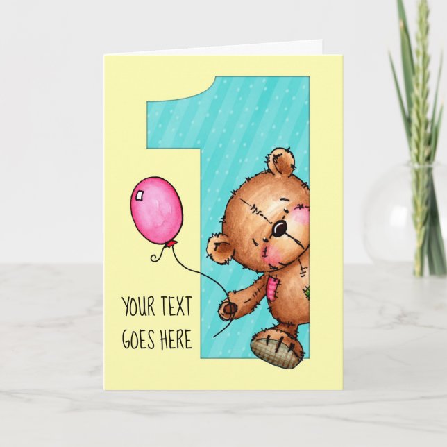 Carte L'ours de nounours tourne un !  Joyeux (Devant)