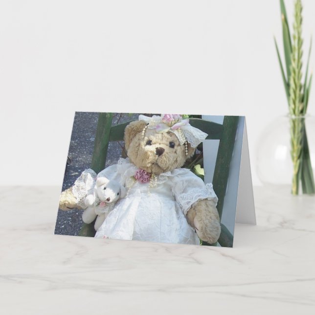 Carte L'ours en peluche avec poupée de chien en chaise C (Devant)