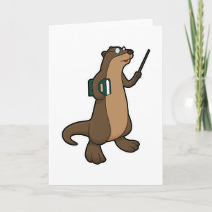 Carte Loutre comme enseignante avec livre et pointeur