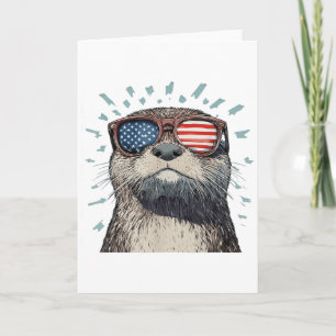 Carte Loutre cool avec des lunettes de soleil Bold Ameri