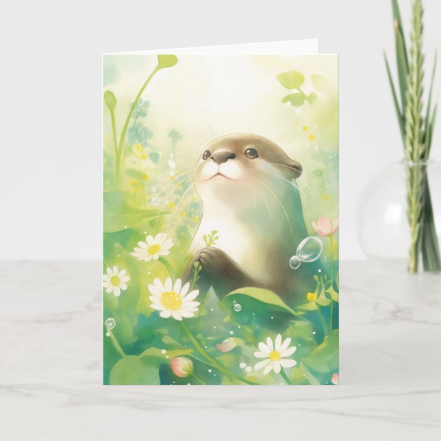 Carte Loutre dans la Prairie en Fleurs (Devant)