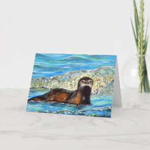 Carte Loutre dans les vagues 2 Peinture