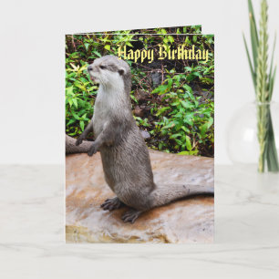 Carte Loutre debout grise Joyeux Anniversaire