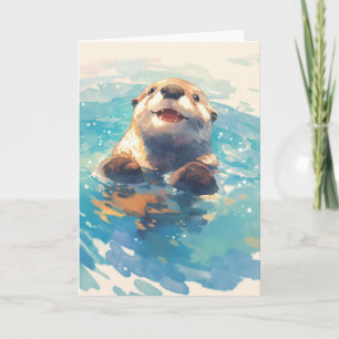 Carte Loutre éclaboussant sous le soleil