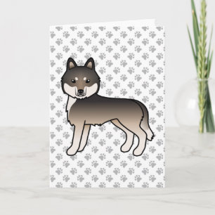 Carte Louveteau gris foncé Husky sibérien Chien de dessi