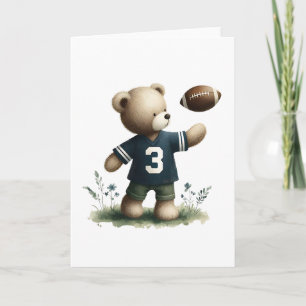 Carte Lovable Teddy Bear Football joueur Blank Grey