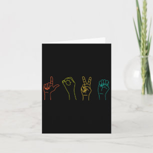 Carte Love Asl Langue des Signes Alphabet Valentines Jou