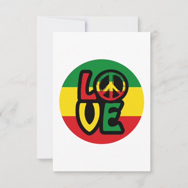 Carte LOVE avec symbole de paix, style reggae (Devant)